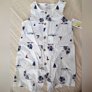Carter's White Nautical Print Romper 12momths